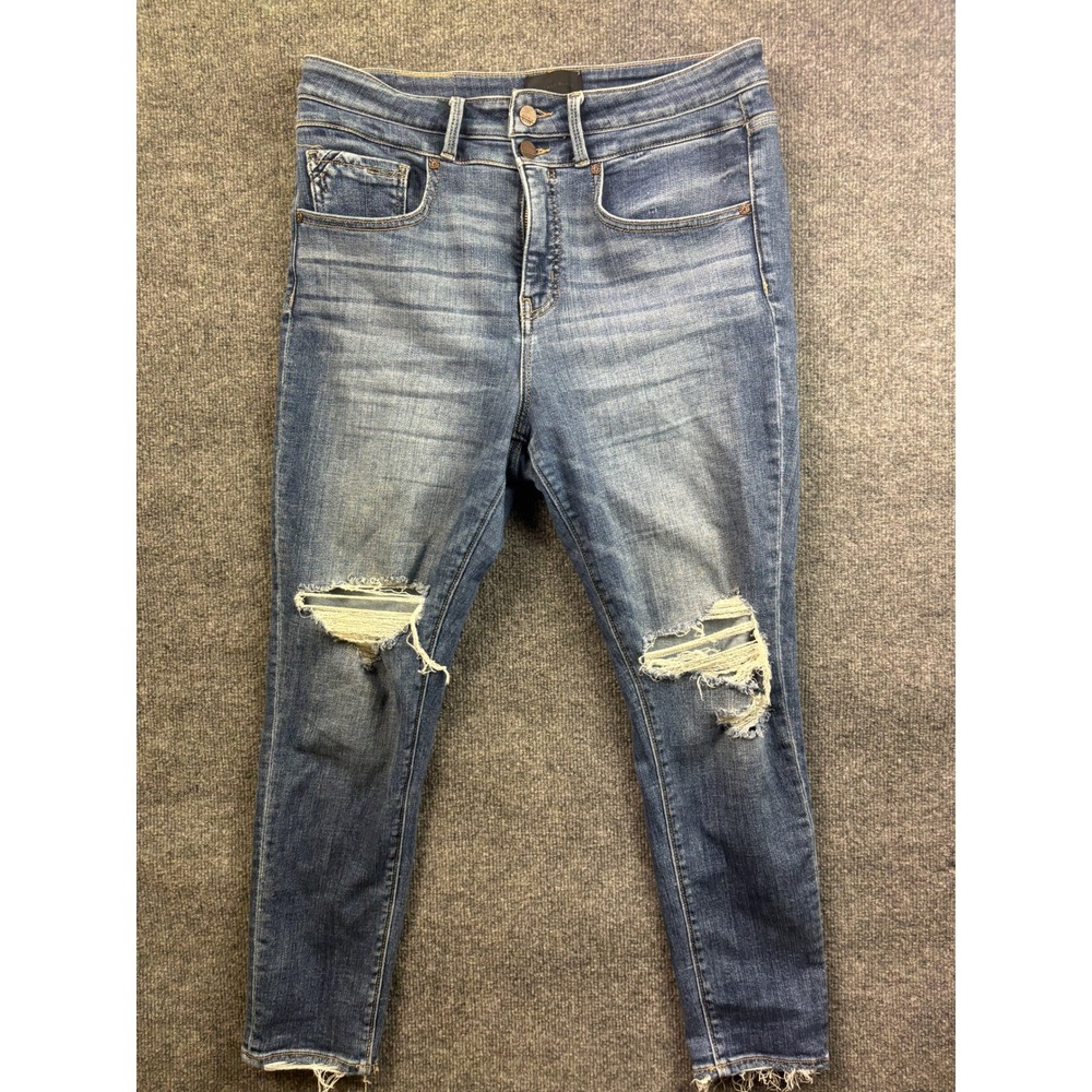 Buckle Black Ankle Skinny Jeans Women 32 Blue Distressed High Rise Fit No. 35